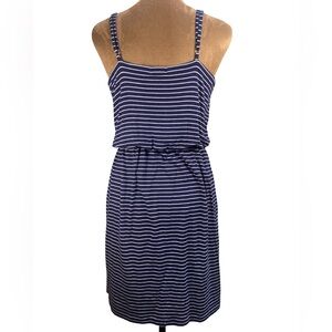 GAP Navy & White Striped Dress XS | Elastic Waist | Adjustable Spaghetti Straps